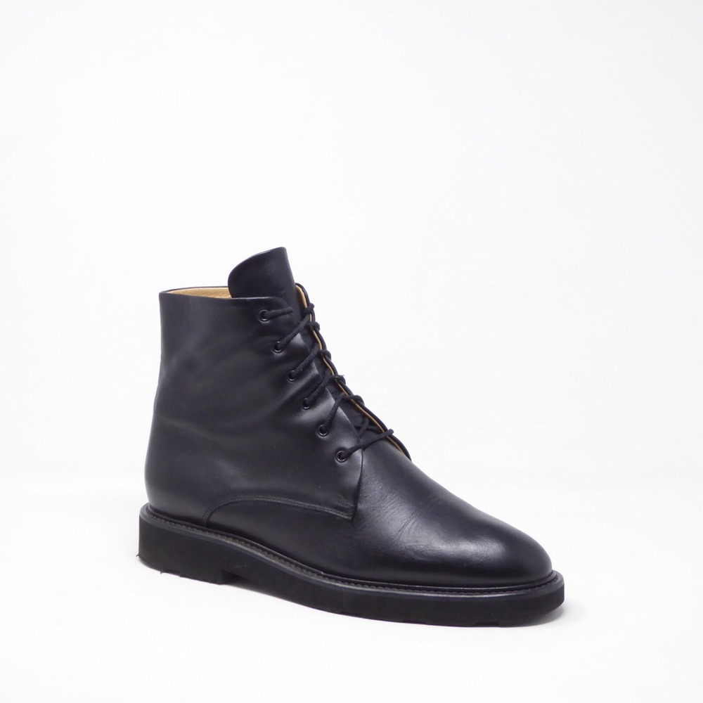 Dear Frances Women Park Combat Boots Black Leather Lace Up Made in Italy 41 / 11
